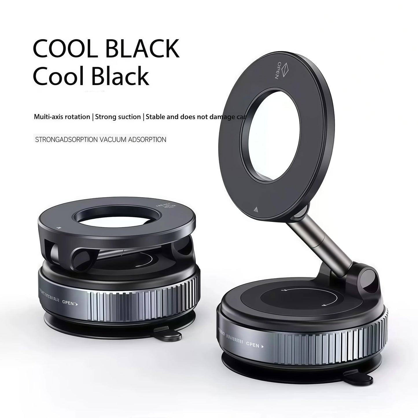 Vacuum Car Phone Magnetic Stand Mechanical Vacuum Suction Cup Rotate 360°Magnetic Adsorption Bracket Navigation Universal Holder
