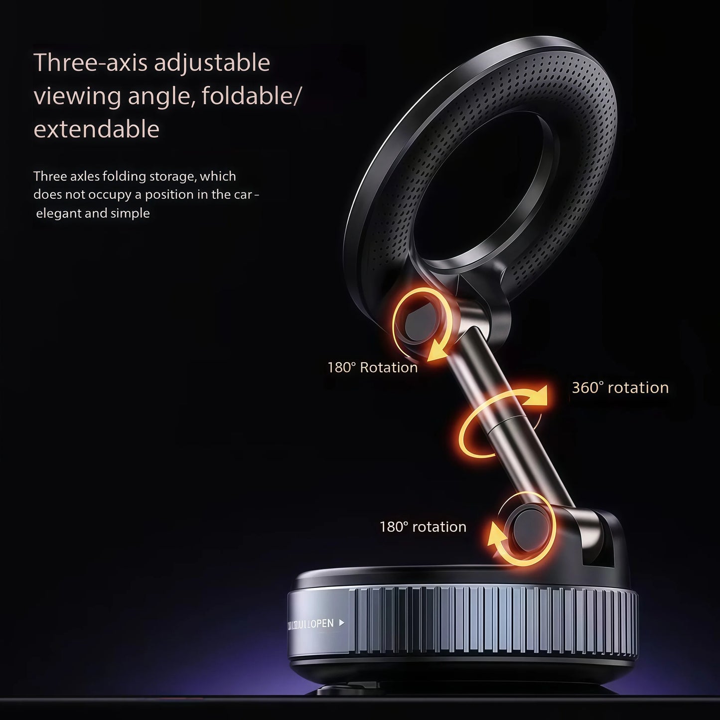 Vacuum Car Phone Magnetic Stand Mechanical Vacuum Suction Cup Rotate 360°Magnetic Adsorption Bracket Navigation Universal Holder