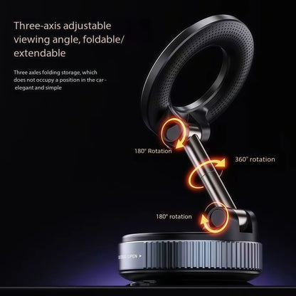 Vacuum Car Phone Magnetic Stand Mechanical Vacuum Suction Cup Rotate 360°Magnetic Adsorption Bracket Navigation Universal Holder