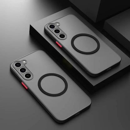 Luxury for Magsafe Wireless Charge Case For Samsung Galaxy S20 S21 S22 S23 FE S24 S25 Plus S25 Ultra Shockproof Matte Clear Case