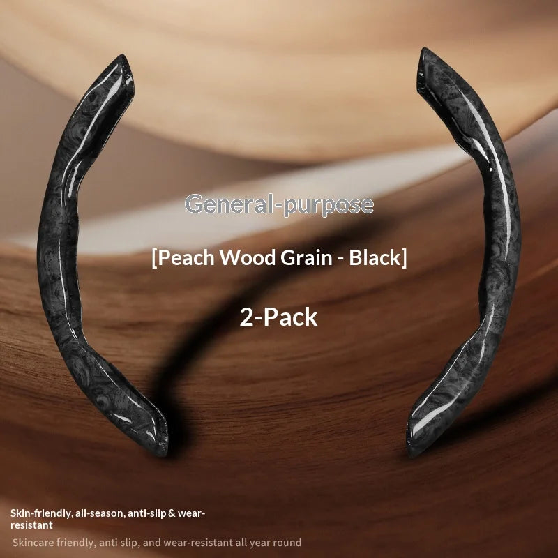2pcs/3pcs Segmented Peach Wood Texture Universal Steering Wheel Cover Car Interior Accessories Practical Driving Tools Simple