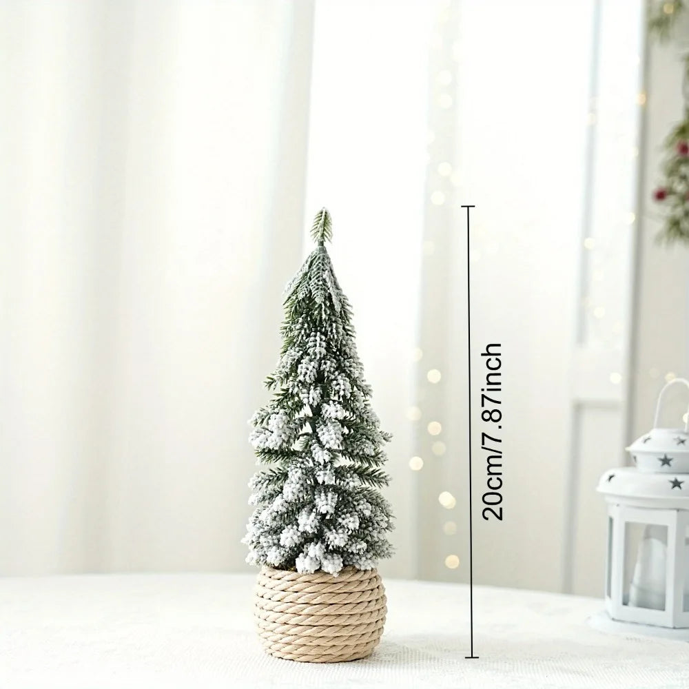 4Pcs Mini Artificial Christmas Tree Set – Snow Pine Tabletop Décor