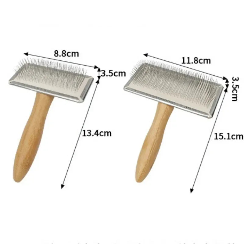 Dog Comb Solid Wood Dog Brush Pet Hair Remover Massage Cat Brush Pet Grooming Stainless Steel Combs for Cats Hair Knot Opening - Urbizia