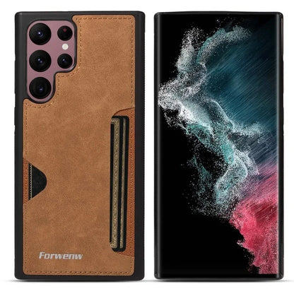 Retro Card Holder Phone Case for Samsung Galaxy S26 S24 S25 Ultra S23 S21 FE S22 S20 Plus Note 20 10 + Wallet PU Leather Cover