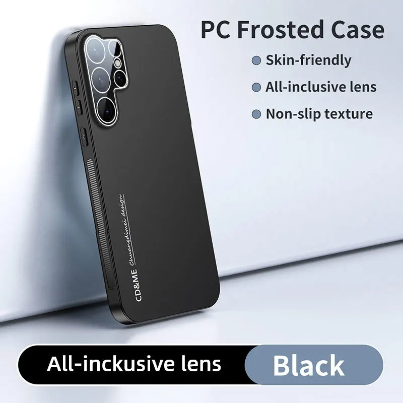 Luxury AG Matte Case For Samsung S25 S24 Ultra FE S25 Plus S24+ Magnetic PC Frosted 360 Bracket Stand Protective Cover