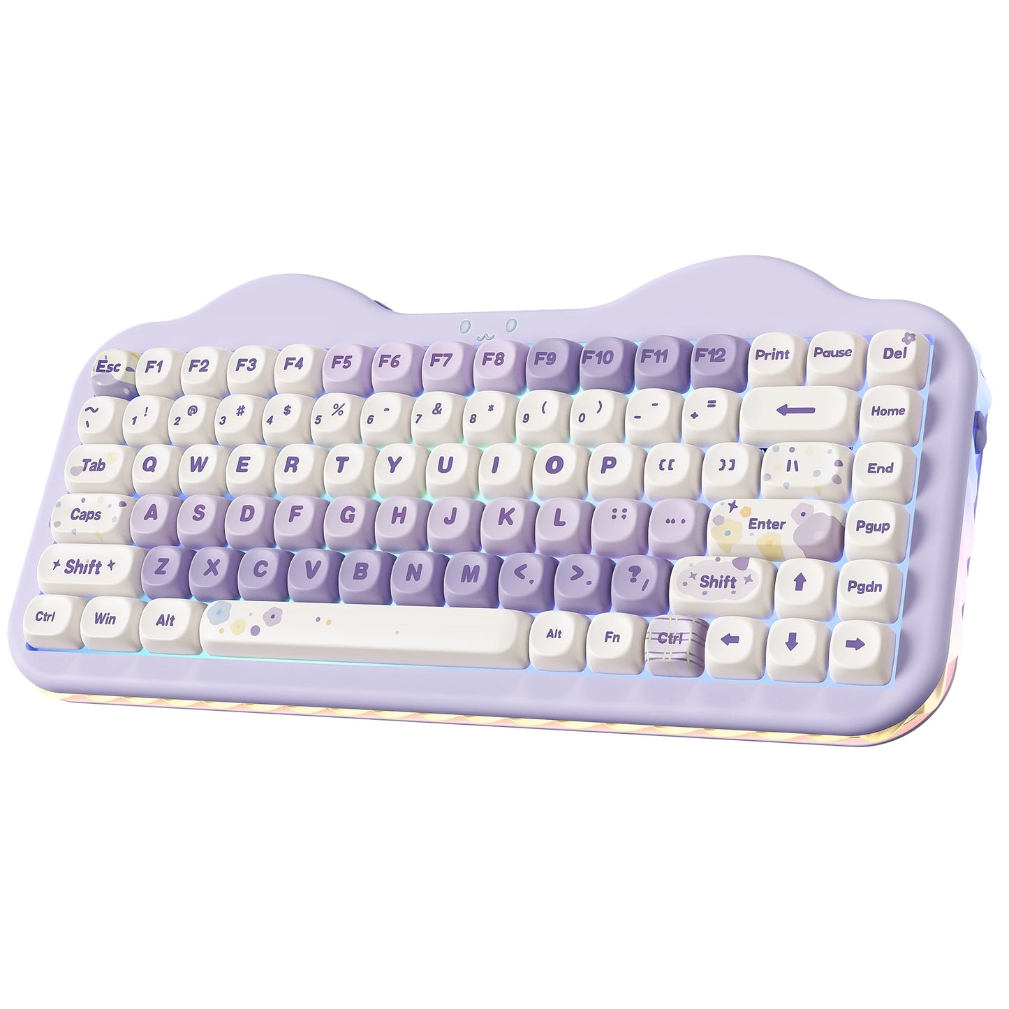 YUNZII C75 Wireless Mechanical Keyboard, 75% Creamy Hot Swap Custom RGB Keyboard, Gasket Cute Cake Design, for Win/Mac/Gaming