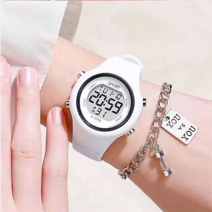LED Digital Kids Sports Watch set Luminous Waterproof Alarm Clock Boys and Girls Student Electronic Wristwatch with Bracelet set