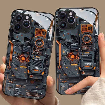 Creative Circuit Board Pattern Glass Material Phone Case For iPhone 17 16 15 14 Pro Max 13 12 11 16E 17Air 7 Plus XR XS X Cover
