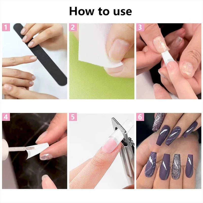 500pcs french Coffin Dancer Nail Tips Acrylic Nail Artificial Half False Flakes Nail Tips,10 Sizes with Clear Plastic Box for Na