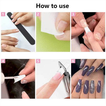 500pcs french Coffin Dancer Nail Tips Acrylic Nail Artificial Half False Flakes Nail Tips,10 Sizes with Clear Plastic Box for Na