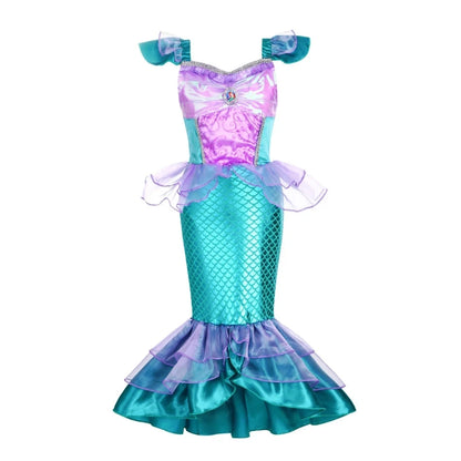 Mermaid Birthday Party Dress – Summer Girl Mermaid Costume for Kids 2-10 Yrs, Anime Cosplay & Fantasy Gown