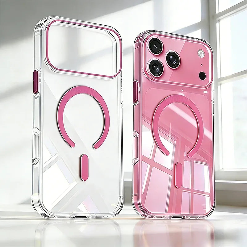 Transparent Thin PC For Magsafe Magnetic Case for iPhone 17 16 15 14 13 Pro Max Plus Air 16e Clear CandyColor Shockproof Cover