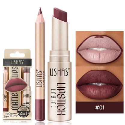 USHAS 12-Color Lip Liner & Matte Lipstick Set