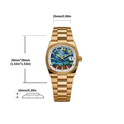 CILOA Retro Square Gold Men Watch Premium Light Luxury Stylish Waterproof Quartz Wristwatch Ideal Luxury Gift For Him