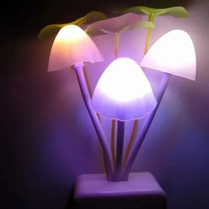 Novelty Mushroom Fungus Night Light EU & US Plug Light Sensor 220V 3 LED Colorful Mushroom Lamp Led Night Lights - Urbizia