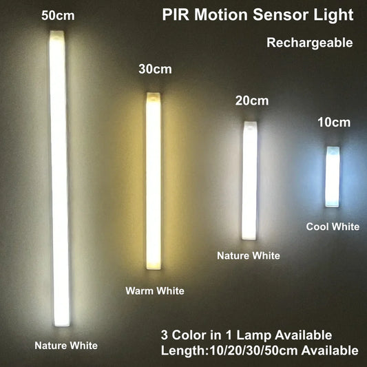 USB Rechargeable Motion Sensor LED Cabinet Light for Kitchen Bedroom Wardrobe Induction Wireless Night Lamp for Corridor Stairs