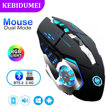 2.4G Wireless Mouse Bluetooth Mouse RGB Backlit Gaming Mouse Rechargeable Mice Silent Mouse 3600 DPI Mouse for Macbook Laptop