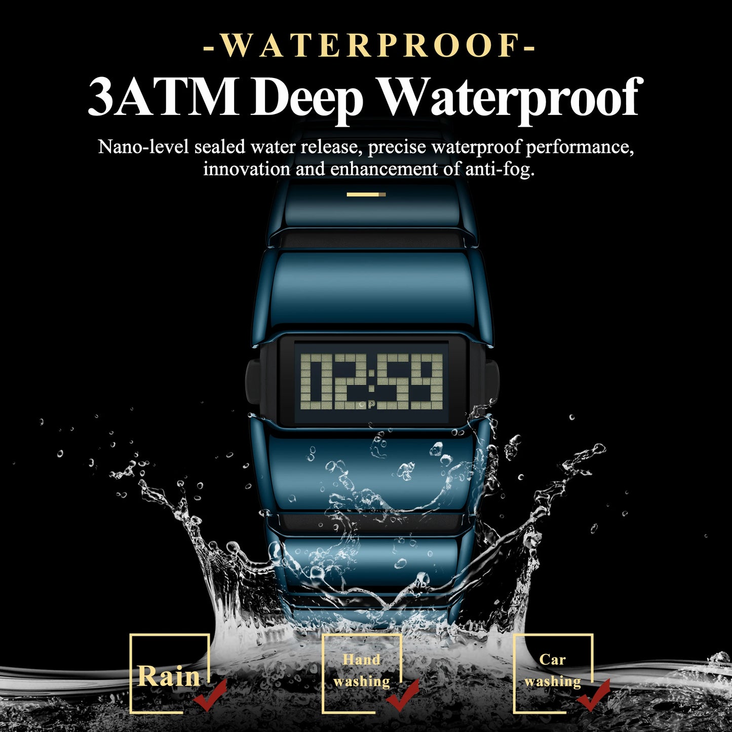 POEDAGAR Top Original LED Men Watch Waterproof Week Calendar Alarm Man Wristwatch Sport Stainless Steel Electronic Men's Watches