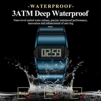 POEDAGAR Top Original LED Men Watch Waterproof Week Calendar Alarm Man Wristwatch Sport Stainless Steel Electronic Men's Watches