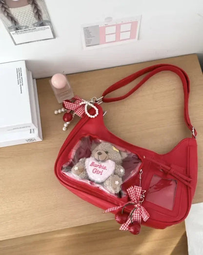 Y2k Harajuku Shoulder Bag Women Korean Transparent Ita Bag School Crossbody Bag Female Japanese Designer Preppy Handbag Purse