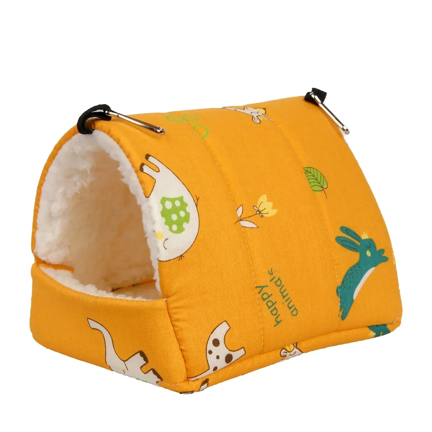 1pc Cute Print Bird Bed Mini Cage Rabbit Squirrel Mat Guinea Pig Nest Hamster House Small Animal Sleeping Bed Pet Hanging Cage - Urbizia