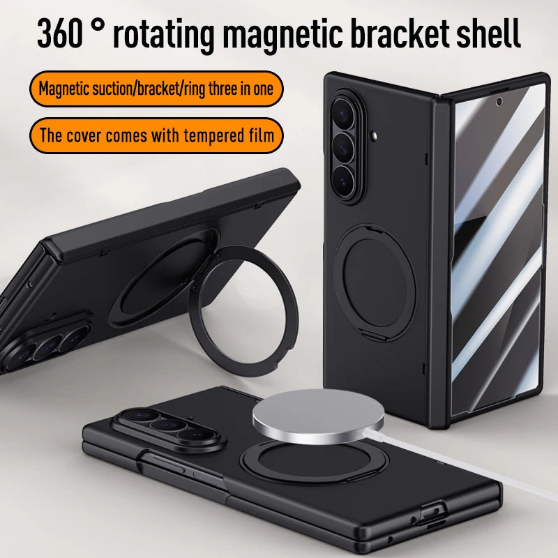 For Samsung Galaxy Z Fold 7 Case Luxury Magsafe Ring Stand Magnetic Protective Back Cover case For Z Fold 7 Sleeve