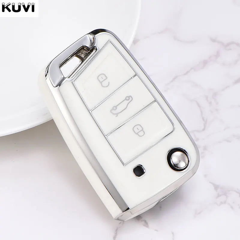 3 4 Buttons TPU Car Key Case Cover Fob For VW Volkswagen Golf 7 MK7 Tiguan MK2 For SEAT Ateca Leon FR 2 Ibiza For Skoda Octavia