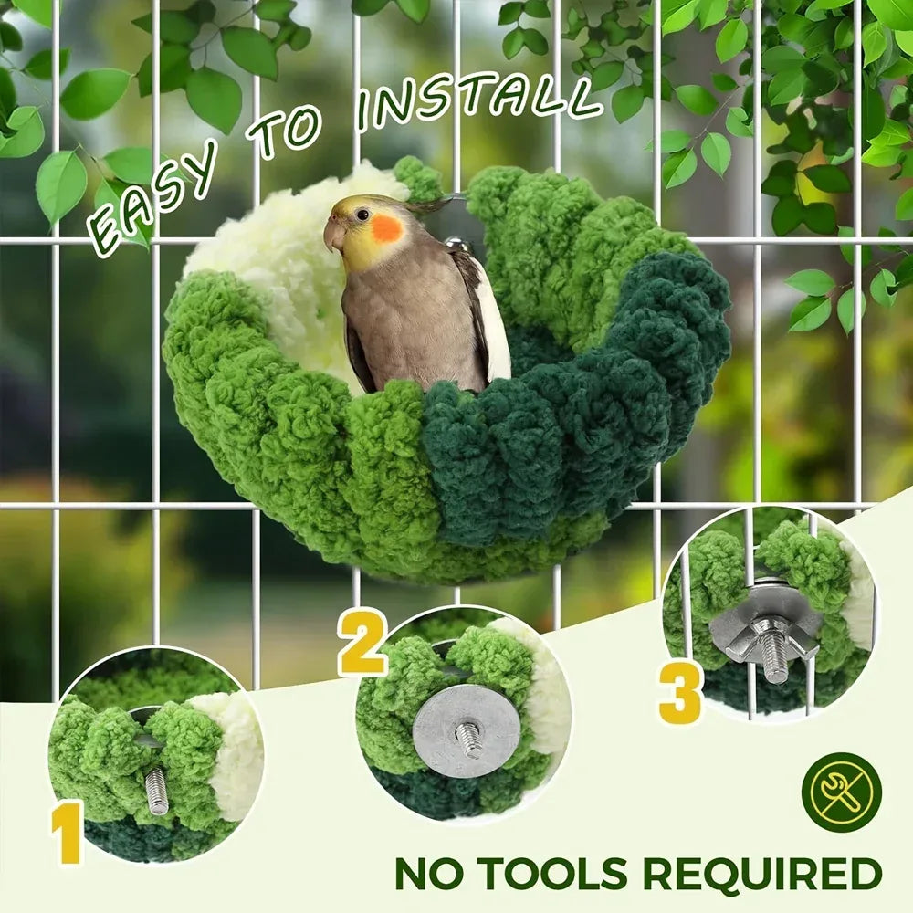 Autumn Winter Warm Cozy Bird Nest Plush Parrot Round Sleeping Bed House Toys for Small Animal Pet Bird Parrot Cage Accessories - Urbizia