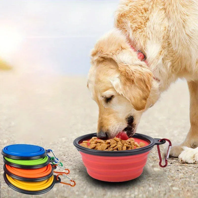 Dog Folding Bowl Portable Dog Travel Bowl Dog Food Water Bowl for Outdoor Walking Silicone Dog Food Water Bowl with Bowl Lip - Urbizia