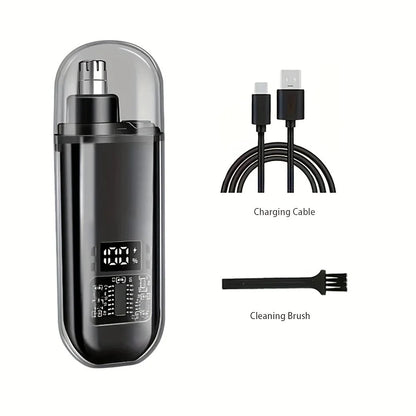 Men's Nose Hair Trimmer USB Rechargeable Electric Nose Ear Hair Clipper LED Display Portable Grooming Tool