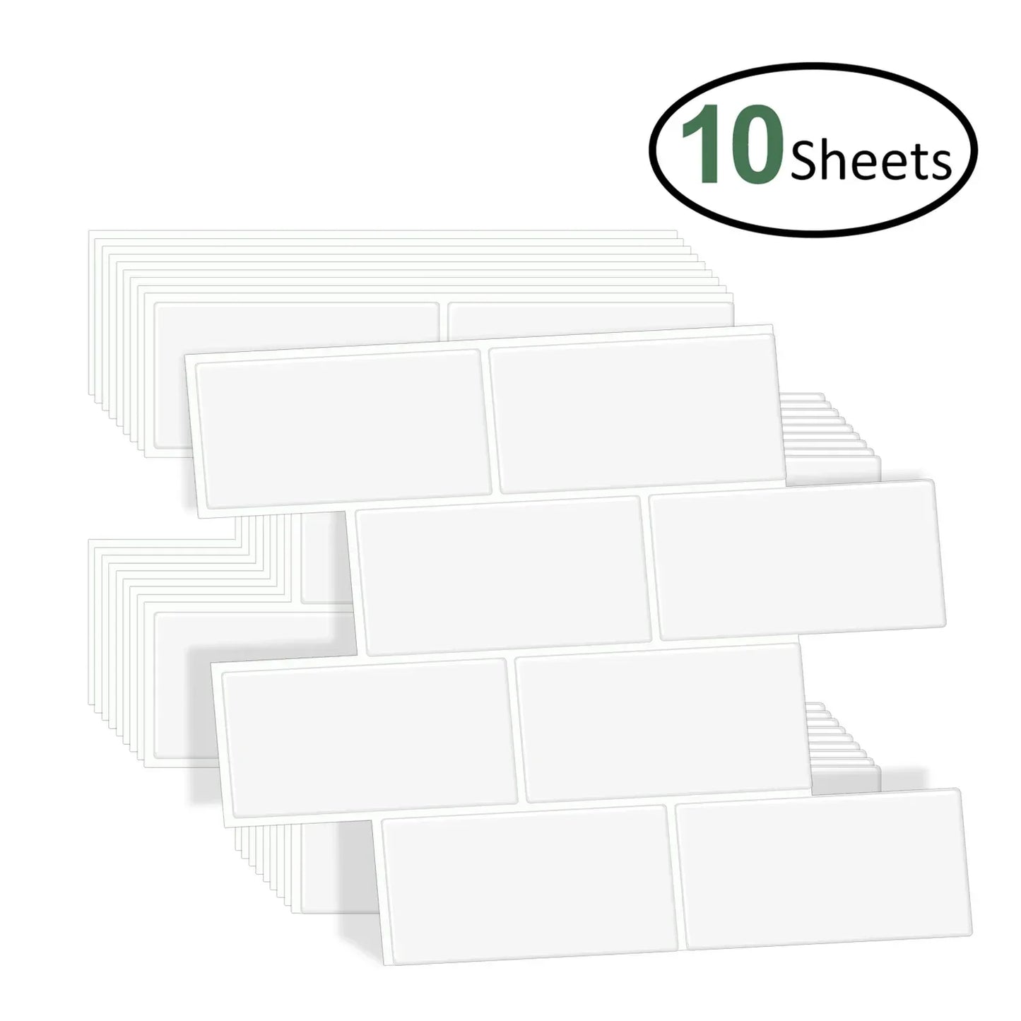 10 Sheets Big Tiles Peel and Stick Wall Stickers Brick Vinyl Wallpaper Waterproof Kitchen Bathroom Backsplash Home Decor - Urbizia