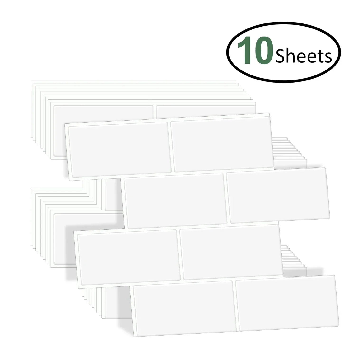10 Sheets Big Tiles Peel and Stick Wall Stickers Brick Vinyl Wallpaper Waterproof Kitchen Bathroom Backsplash Home Decor - Urbizia