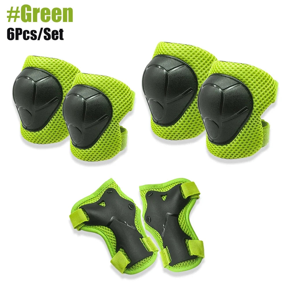 6pcs Kids Knee Pads and Elbow Pads Set,Knee Pads for Child Youth 3-15 Years W/ Adjustable Strap for Roller Skates Skateboard