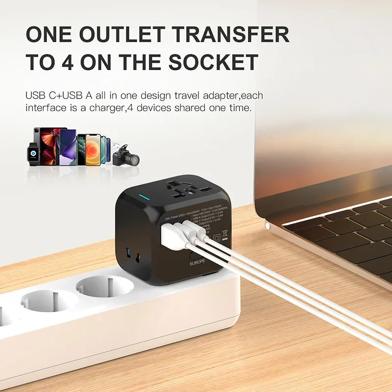 Universal Travel Adapter Power Plug Converter EU US UK AU All in One International Charger Wall Charger for Smartphone Laptop