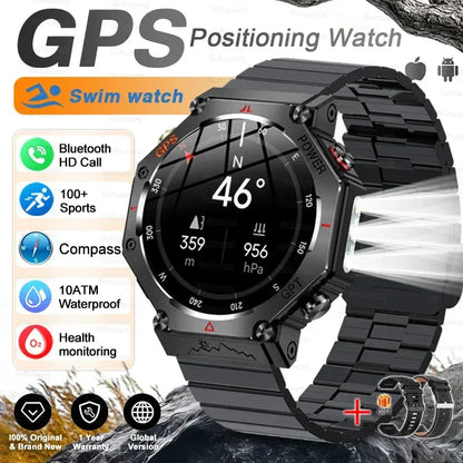 T-Rex 3 Ultra Military Grade GPS Smart Watch 10ATM Waterproof Compass Altimeter Barometric AMOLED Men HD Call Sports Smartwatch - Urbizia