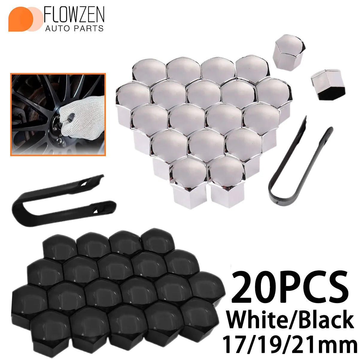 20Pcs 17/19/21mm Car Wheel Nut Caps Auto Hub Screw Cover Bolt Rims Exterior Decoration Special Socket Protection Dust Proof