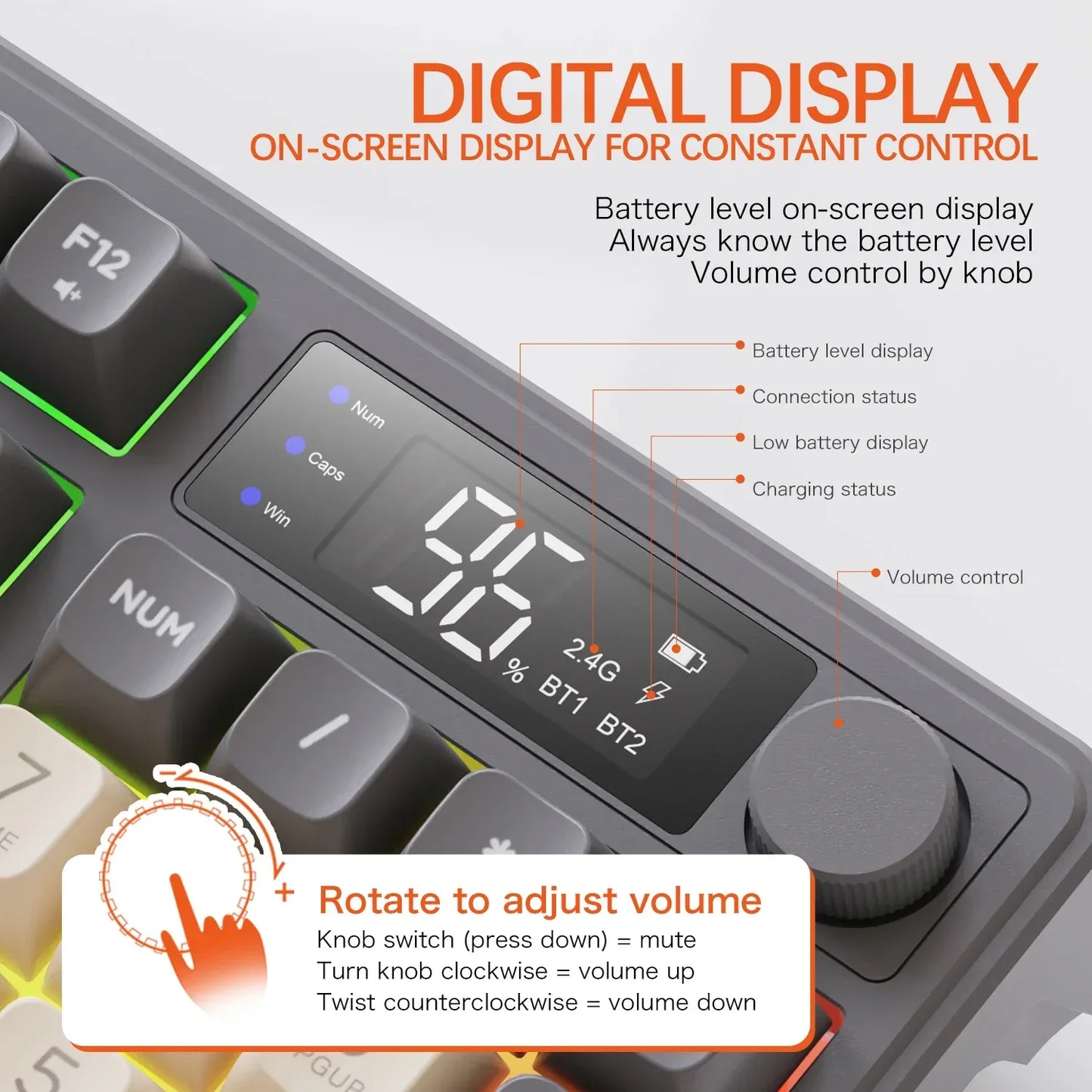 M96 Screen Wireless Keyboard Mouse Kit ZIYOULANG Bluetooth Keyboard With Mouse Gaming,Electronic Screen, Multi-Device Connection