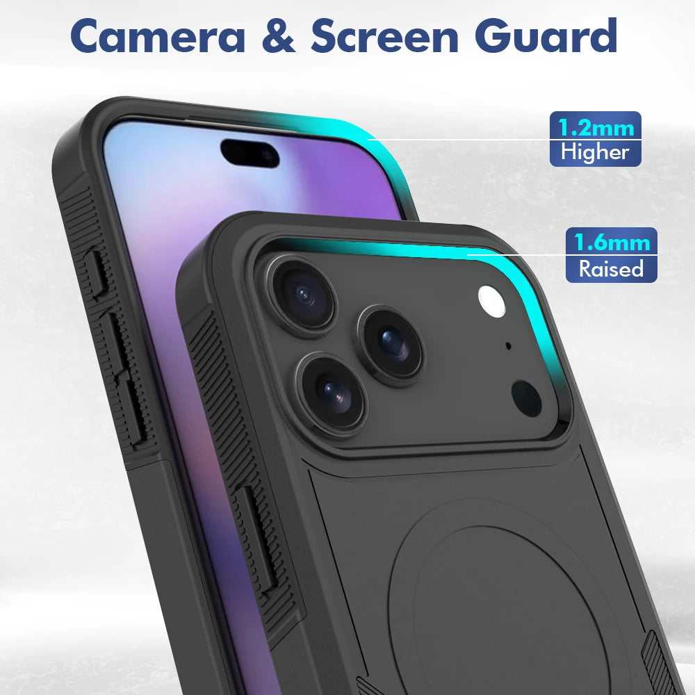 Premium 2IN1 Heavy Armor Magnetic Charging Case for iPhone 18 17 Air 16 15 14 Plus 13 12 Pro Max Shockproof Matte Protect Cover