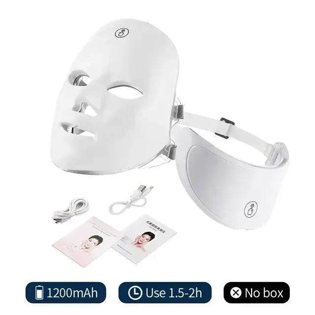 7-Color LED Facial Mask with Neck Light Therapy