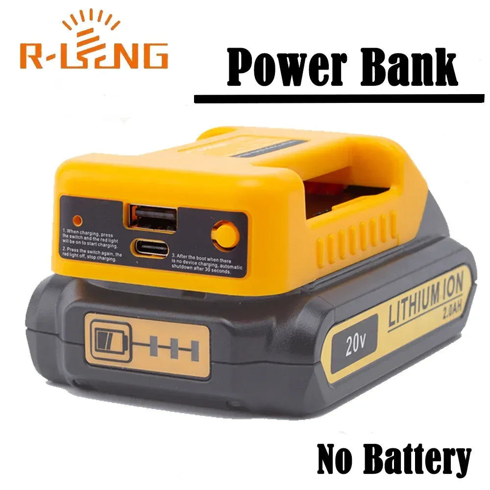 Power Bank Charger For DeWalt 18V Lithium Battery With USB With Type-C for Laptop Mobile Phone Fast Charging(NO Battery) - Urbizia