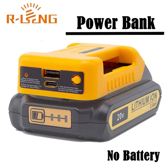 Power Bank Charger For DeWalt 18V Lithium Battery With USB With Type-C for Laptop Mobile Phone Fast Charging(NO Battery) - Urbizia