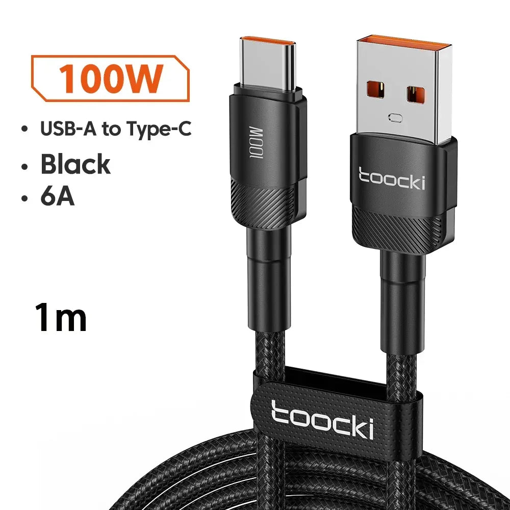 Toocki 6A USB To Type C Cable for Huawei Xiaomi PD 100W Fast Charging Charger USB C Data Cord Quick Charge for Samsung Oneplus - Urbizia