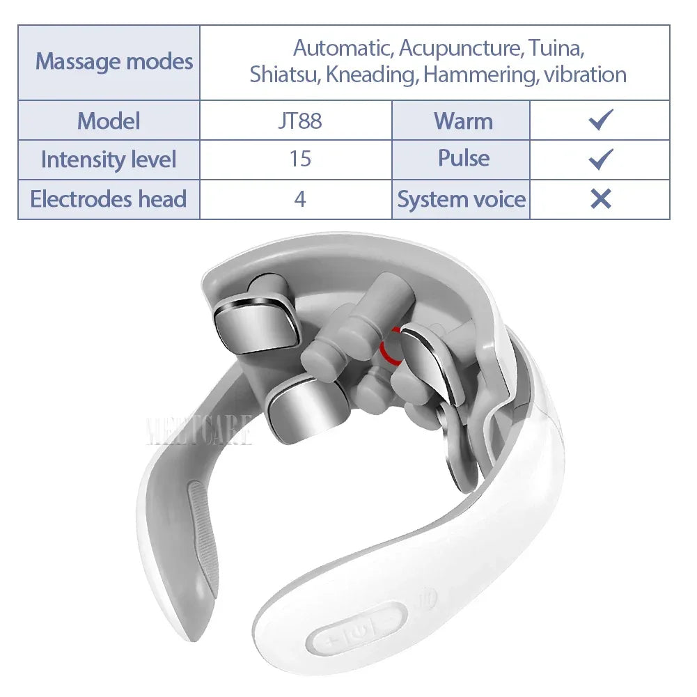 TENS Pulse Back Neck Massage Wireless Smart Sholder Cervical Massager Heating Muscle Punch Beating Health Care Tool