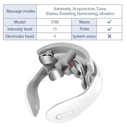 TENS Pulse Back Neck Massage Wireless Smart Sholder Cervical Massager Heating Muscle Punch Beating Health Care Tool