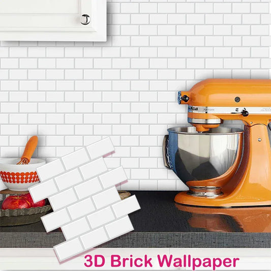 5 Sheets Wall Tile Sticker White Self Adhesive Tiles Waterproof Vinyl Wallpaper Backsplash For Kitchen Living Room Bathroom - Urbizia
