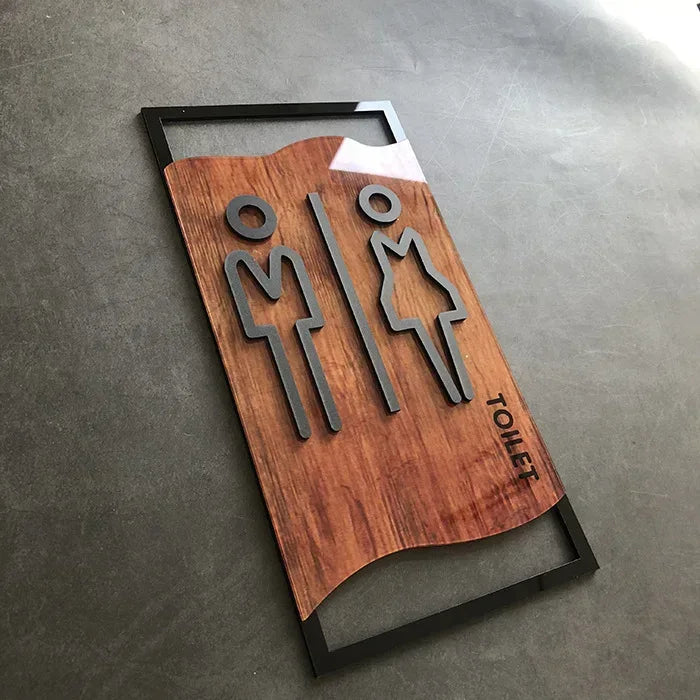 Imitation Wood Bathroom Signage Toilet Signage Address Gym Dressing Room Bathroom Wall Attached Bedroom Bathroom Door Signage - Urbizia