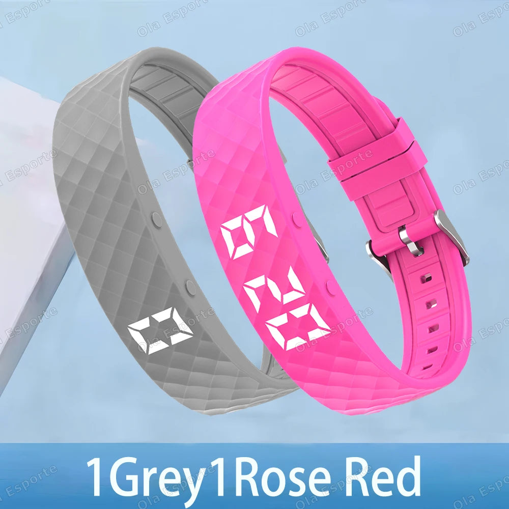 2026 Outdoor Smartwatch Sports Bracelet Vibration Alarm Clock Reminder Sleep Monitoring 24 Hours Pedometer Rechargeable Bracelet