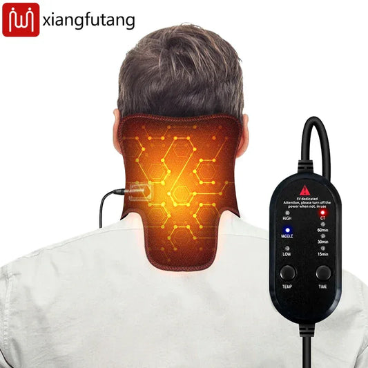 Heating Neck Pad Neck Vibration Massager 3 Temperature Levels Electric Heated Neck Wrap for Neck Soreness Stiffness Relief