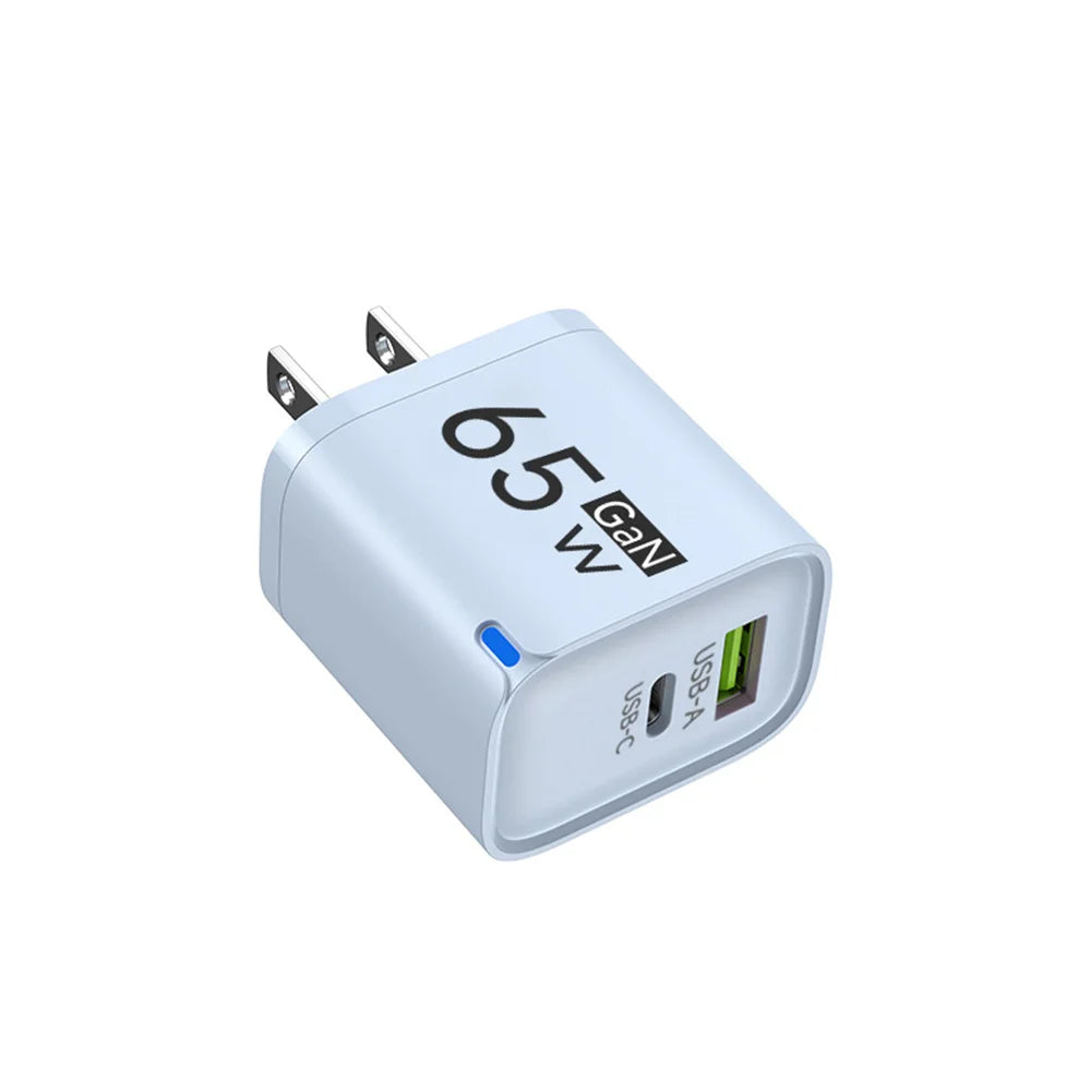 65W GaN Type C USB Fast Charge Chargers Dual Ports Cellphone Power Adapter For Samsung Huawei Xiaomi iPhone USB C Wall Charger