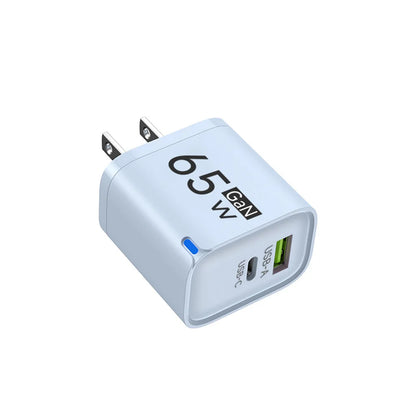 65W GaN Type C USB Fast Charge Chargers Dual Ports Cellphone Power Adapter For Samsung Huawei Xiaomi iPhone USB C Wall Charger